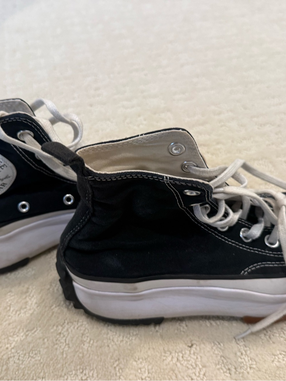 Kids Black High-Top Canvas Sneakers with White Laces